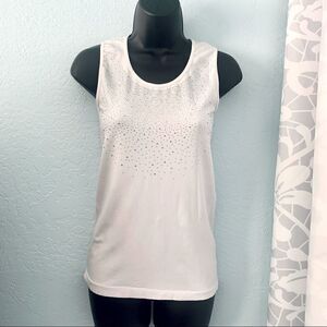 LC Couture White Rhinestone Embellished Tank Top Size Small